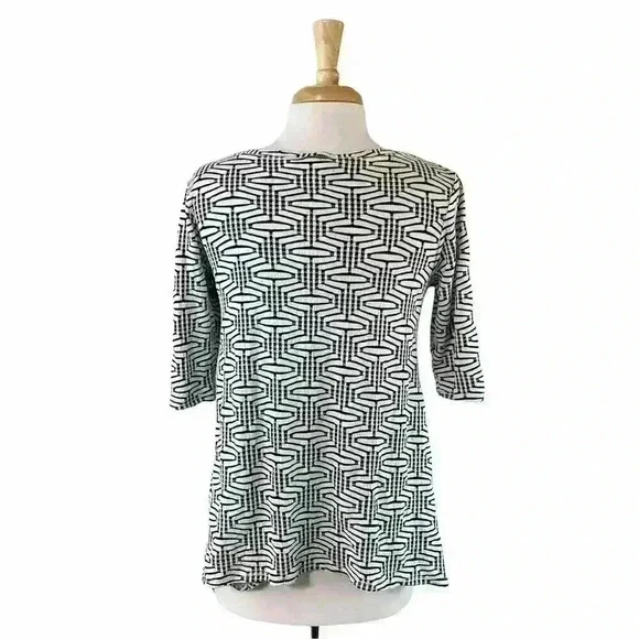 Niche Nilgun Derman Shirt Medium Women's Black & White Handkerchief Texture Boho - Picture 2 of 5